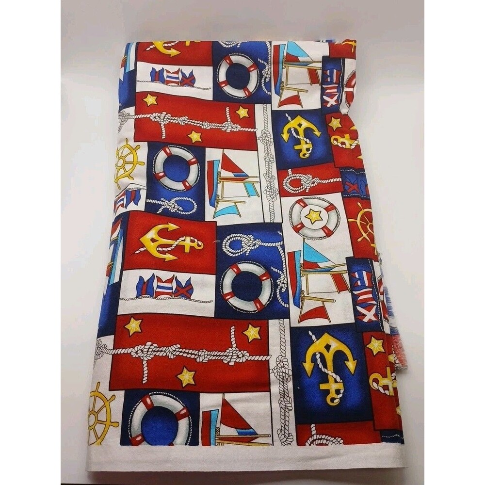 Nautical Fabric Vintage Sailing Material 42 Inches by 35 Inches Boat Ropes Craft - Picture 3 of 3